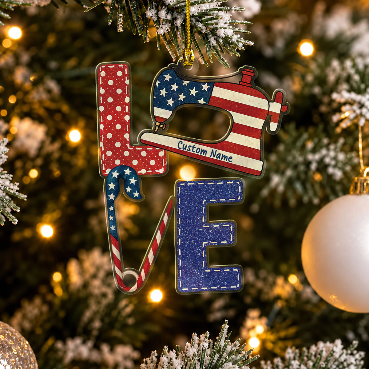 Personalized Patriotic Sewist Ornament