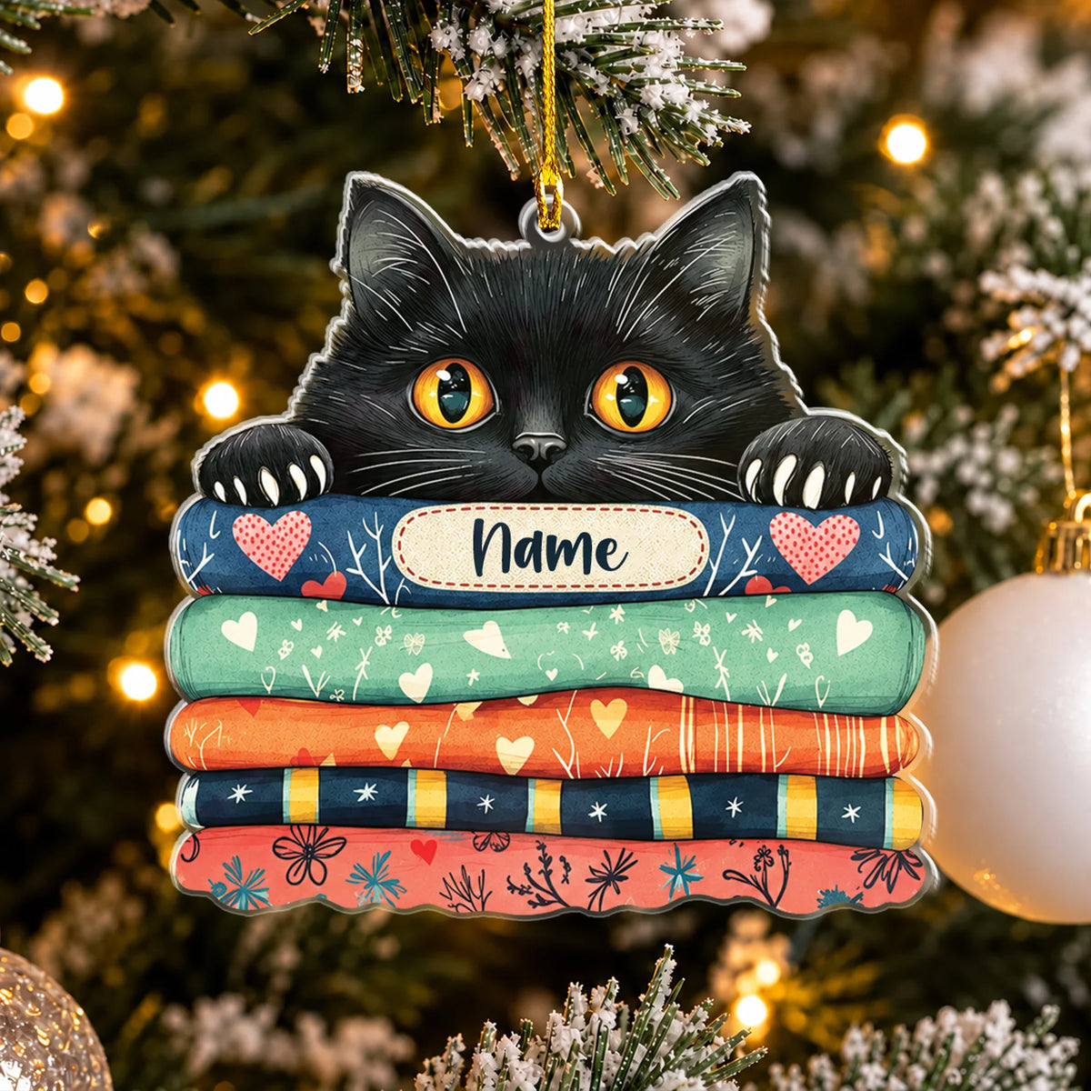 Personalized Cat On The Fabric 2D Flat Ornament