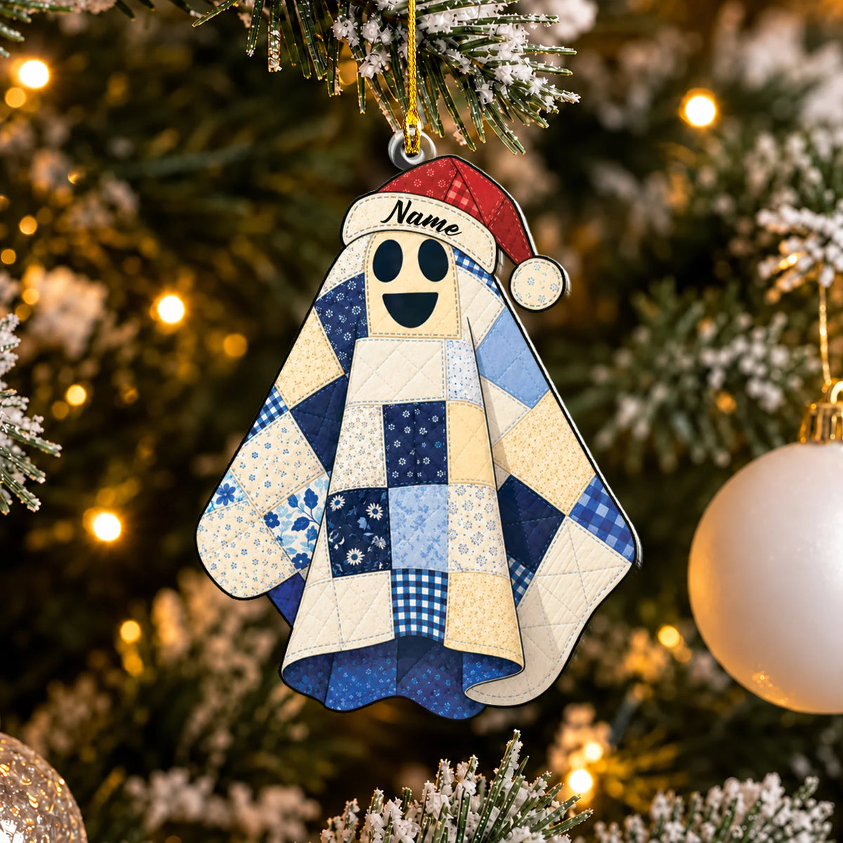 Personalized  Quilted Ghost 2D Flat Ornament