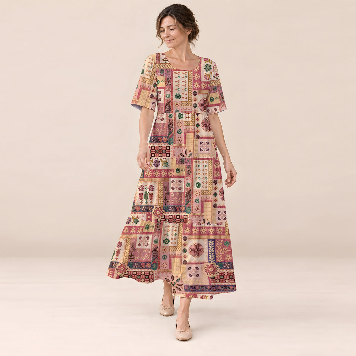 Appliqué Heritage Long Dress