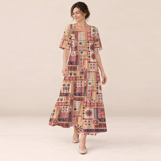 Appliqué Heritage Long Dress