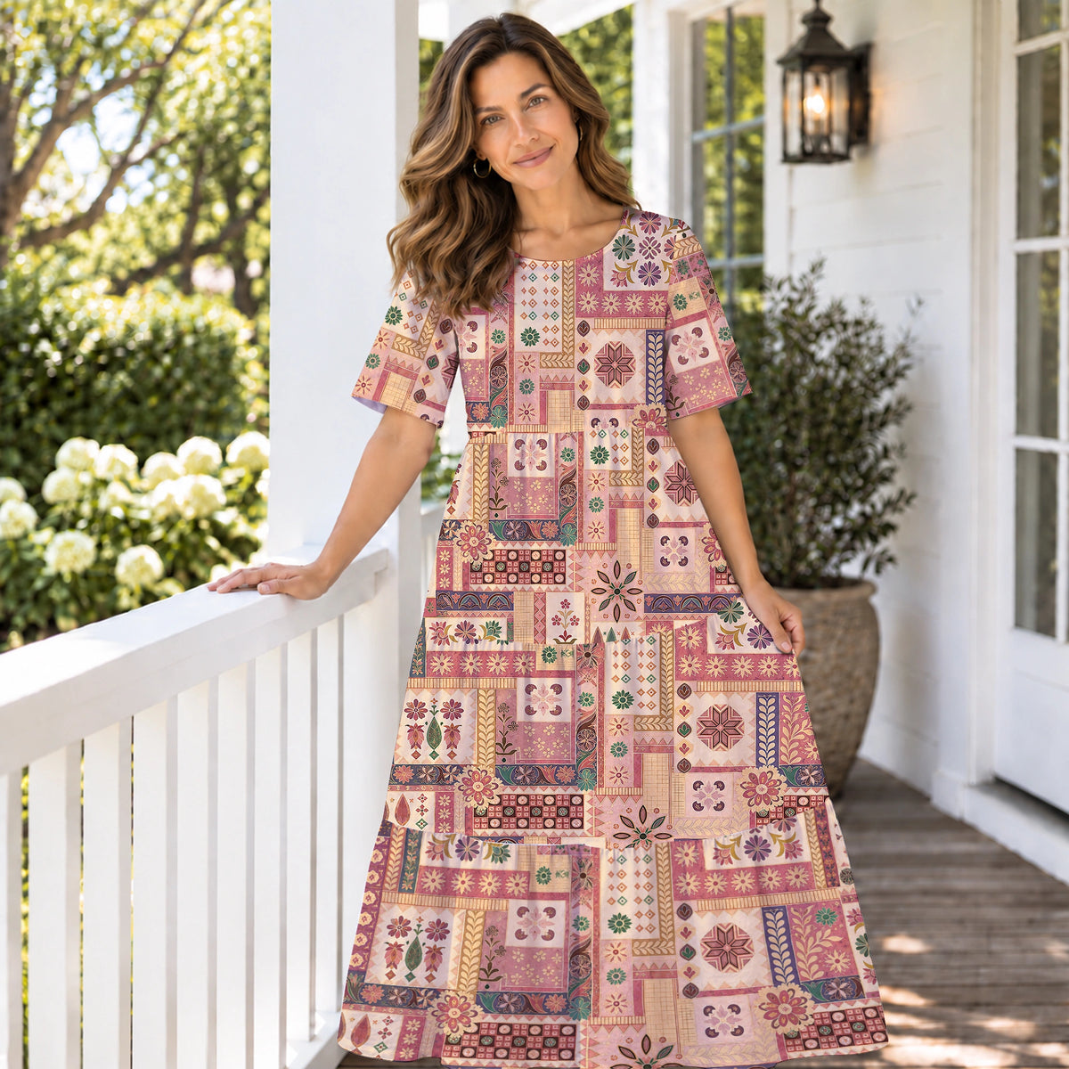 Appliqué Heritage Long Dress
