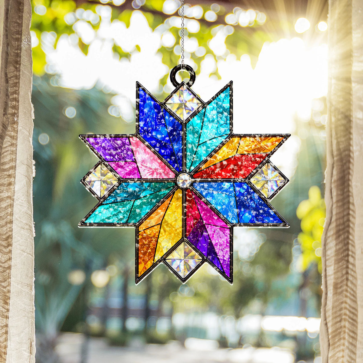 Star Quilt Block Suncatcher
