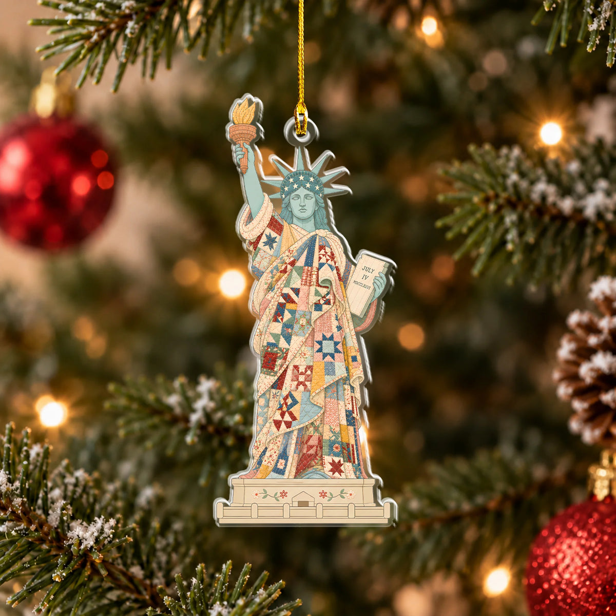 Liberty Wrapped in Love 2D Flat Ornament