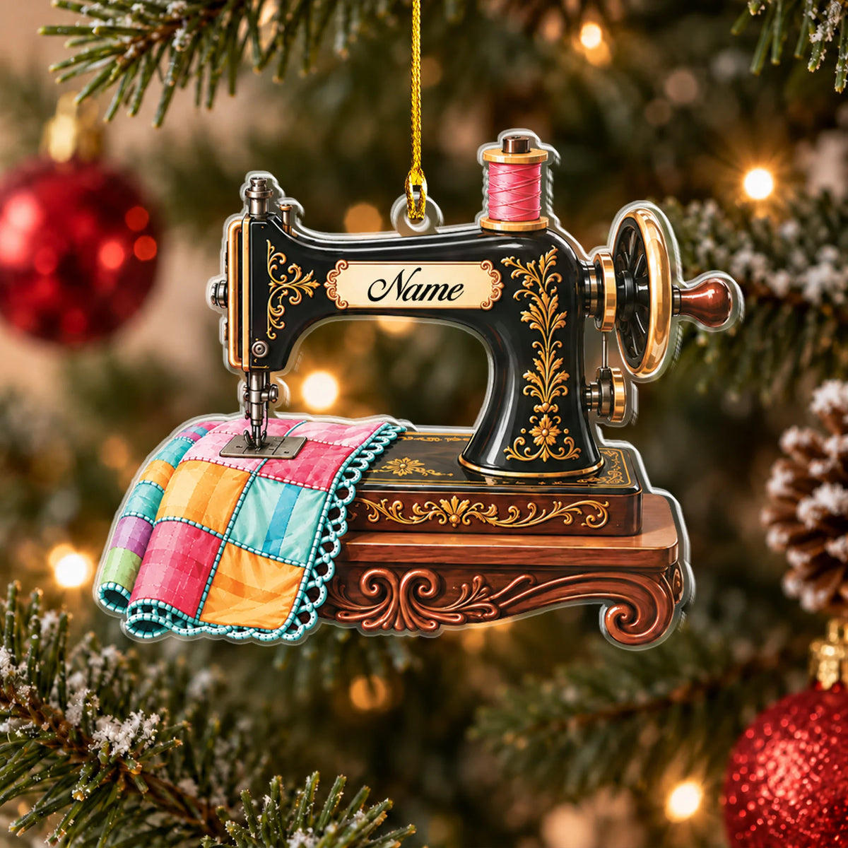 Personalized Sewing Machine 2D Flat Ornament