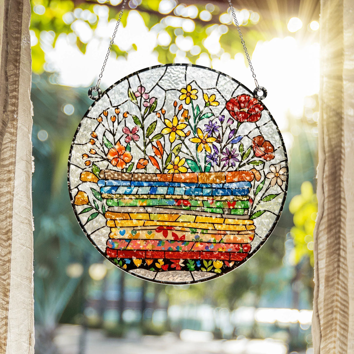 Floral Fabric Suncatcher