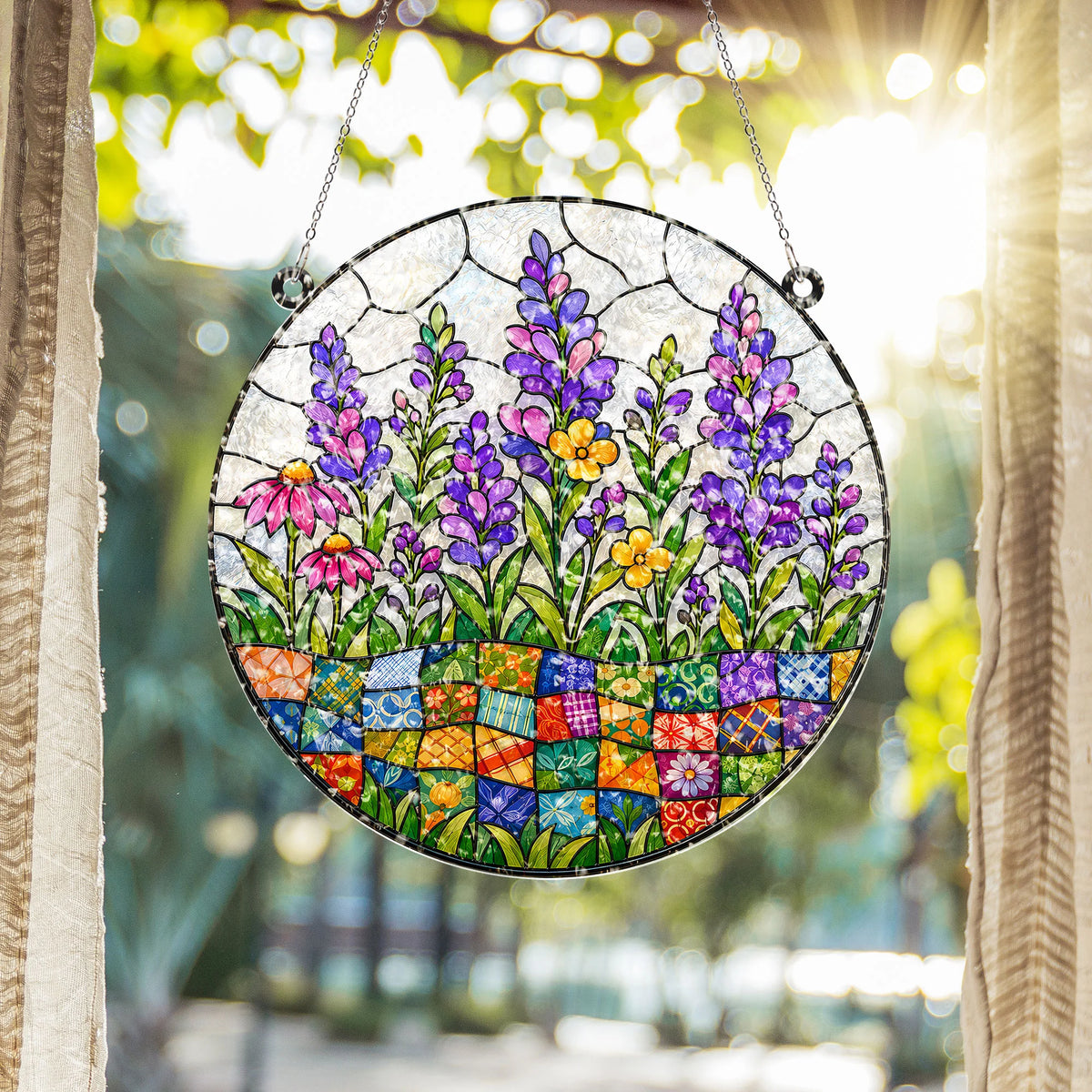 Quilted Lavender Field Suncatcher