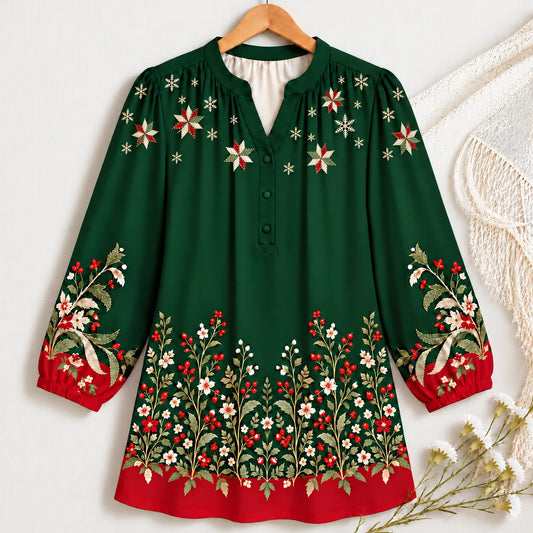 Christmas Quilt Garden Blouse