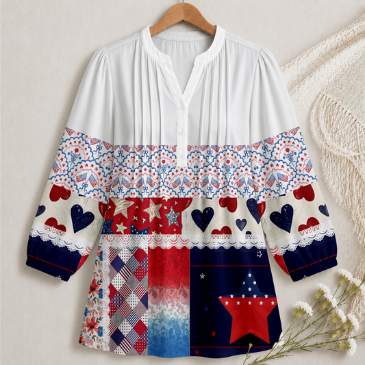 America Patchwork Blouse