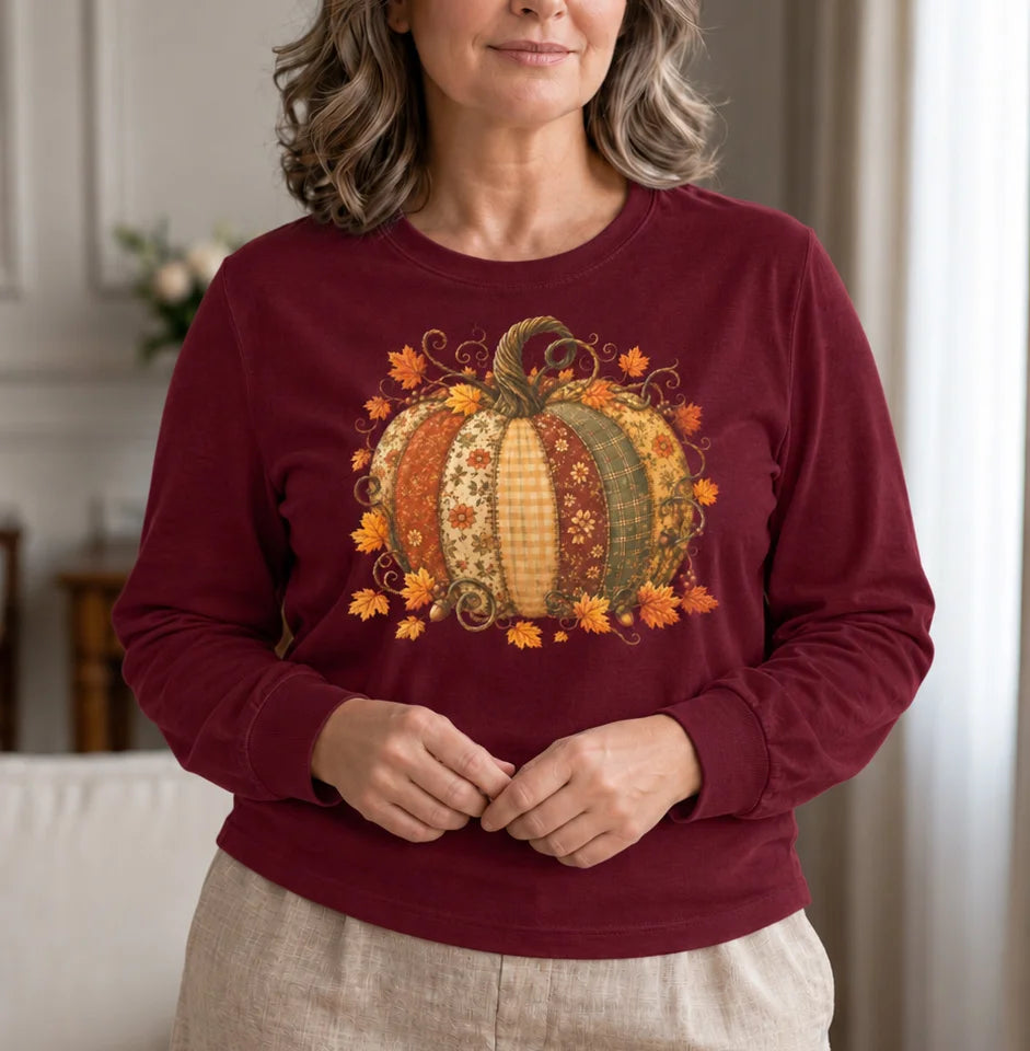 T-shirt a maniche lunghe Autumn Patchwork Pumpkin