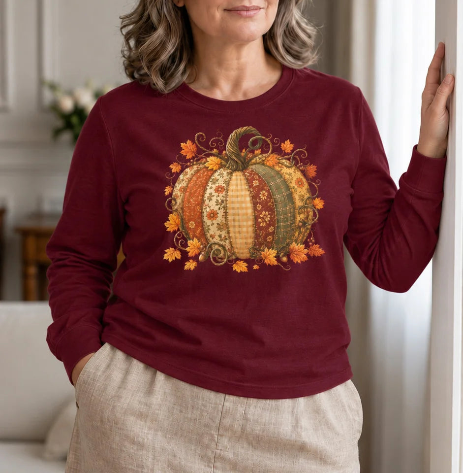 T-shirt a maniche lunghe Autumn Patchwork Pumpkin
