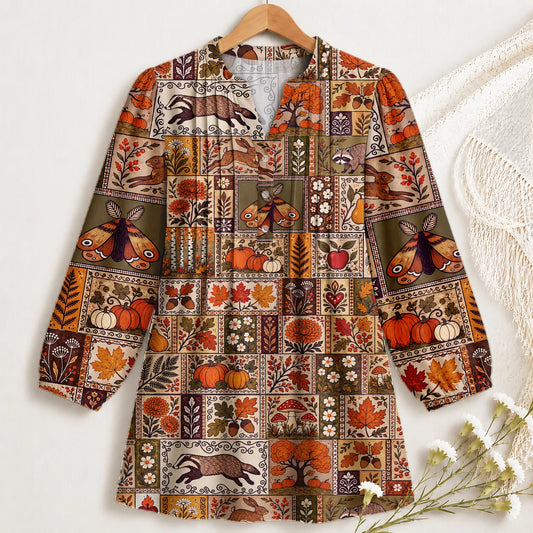 Autumn Woodland Patchwork Blouse