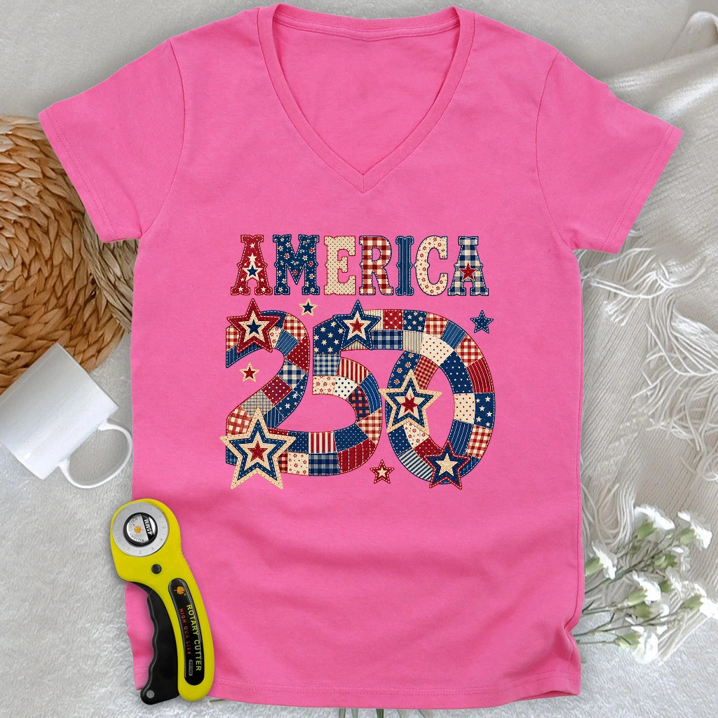America 250 Lady V-neck