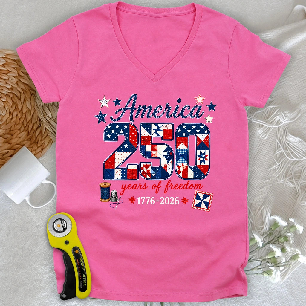 America 250: Pieced With Pride Lady V-neck