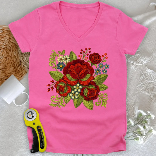 Appliqué Nerd Lady V-neck
