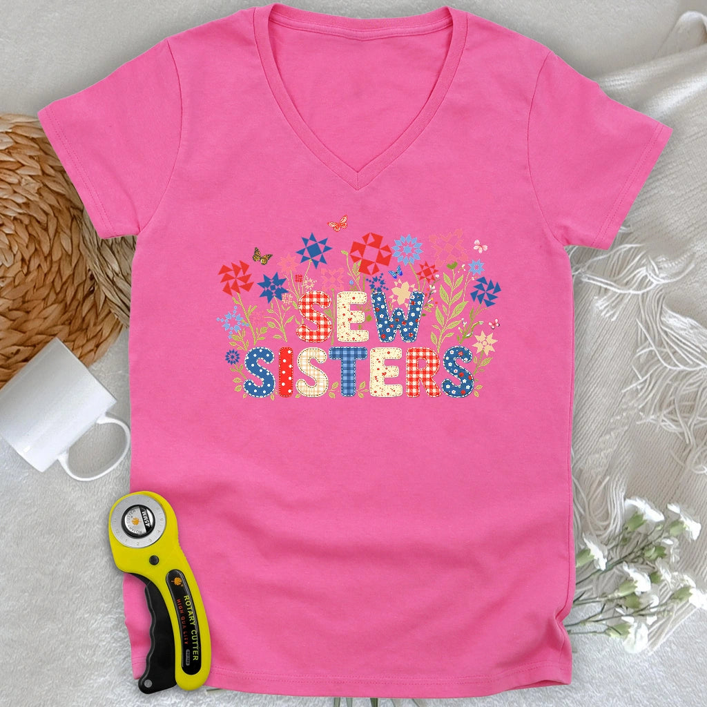 Appliqué Sew Sisters Lady V-neck