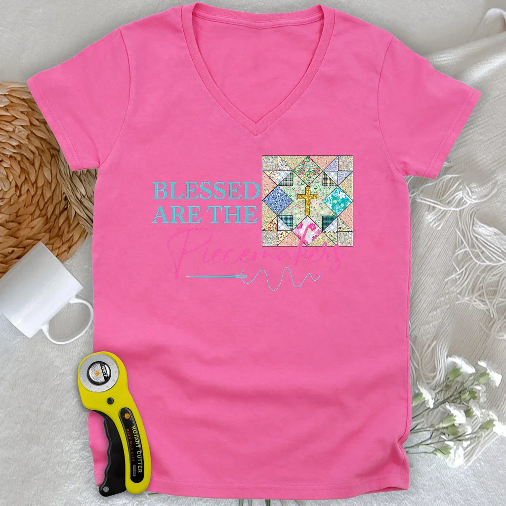 Blessed are the Piecemakers Lady V-neck