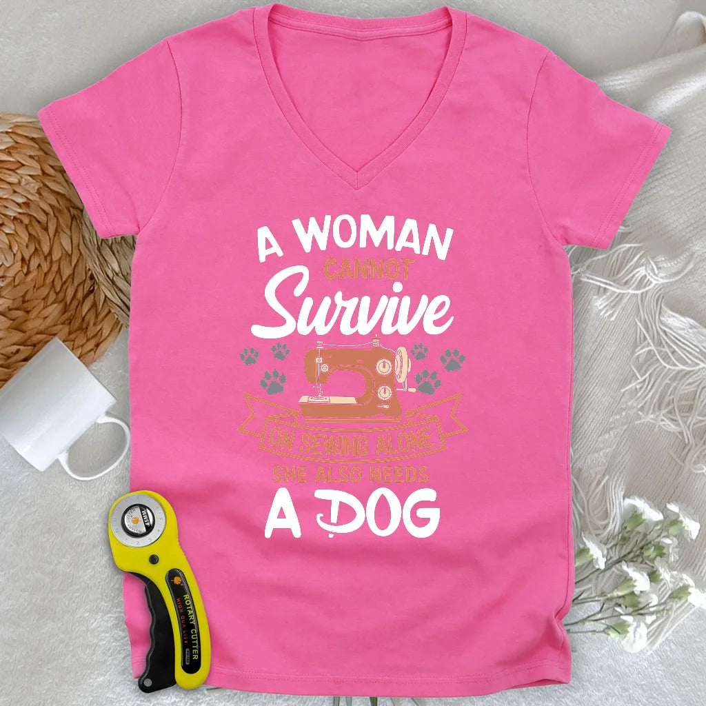 Je ne peux pas coudre sans mon col en V Dog Lady