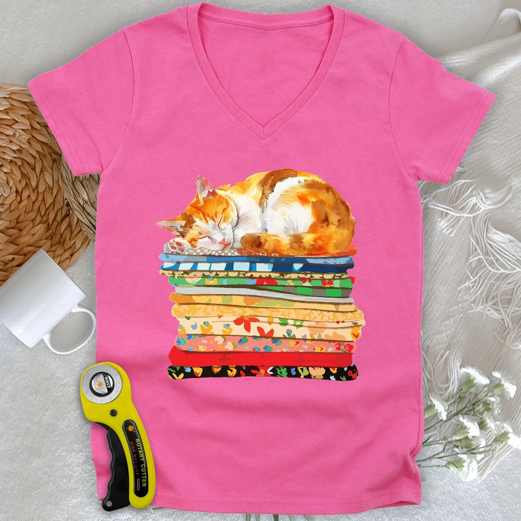 Cat And Fabric V-neck