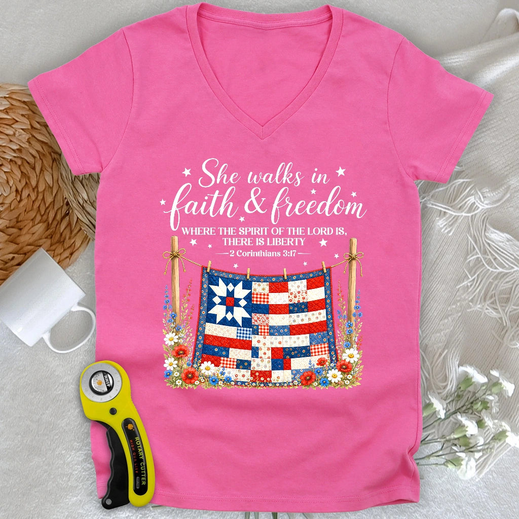 Faithfully Pieced Lady V-neck