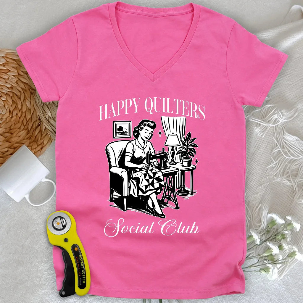 Happy Quilters Lady V-neck