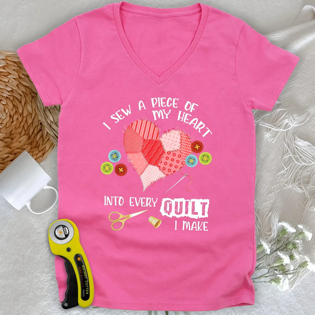 Heartstitched Quilt Love Lady V-neck