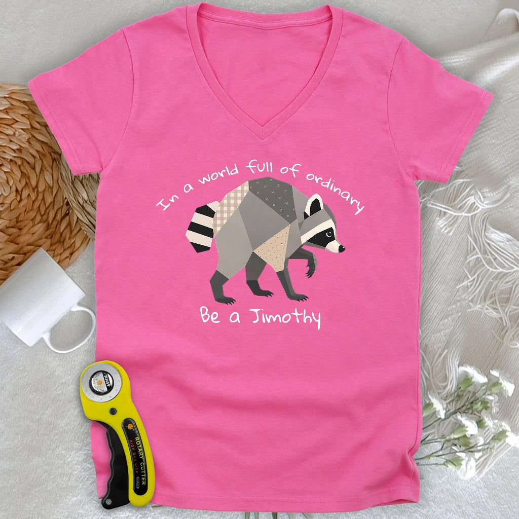 Jimothy the Quilted Raccoon Lady V-neck