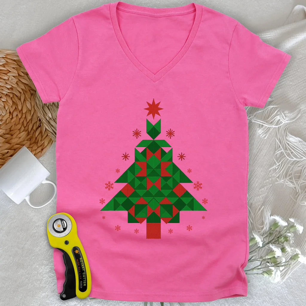 Merry Quiltmas Lady V-neck