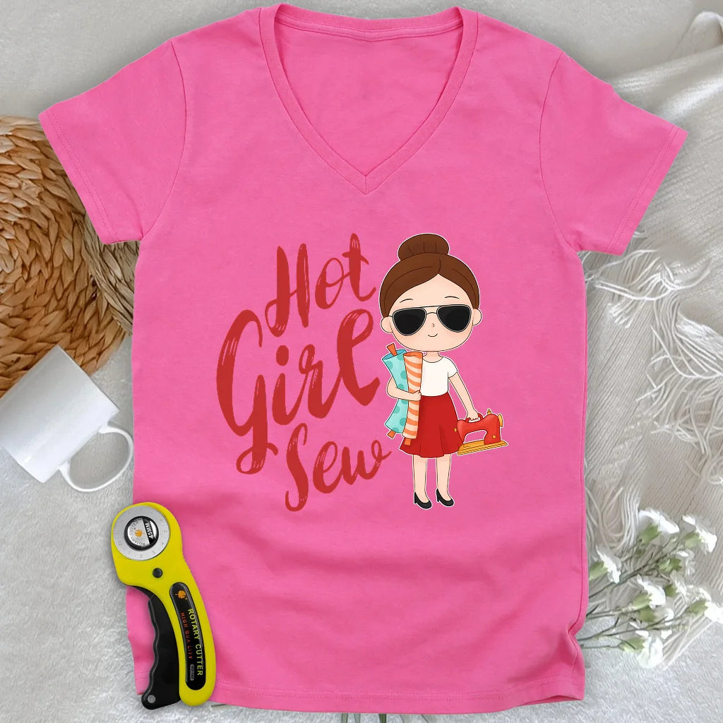 Okayest Quilter Lady V-neck