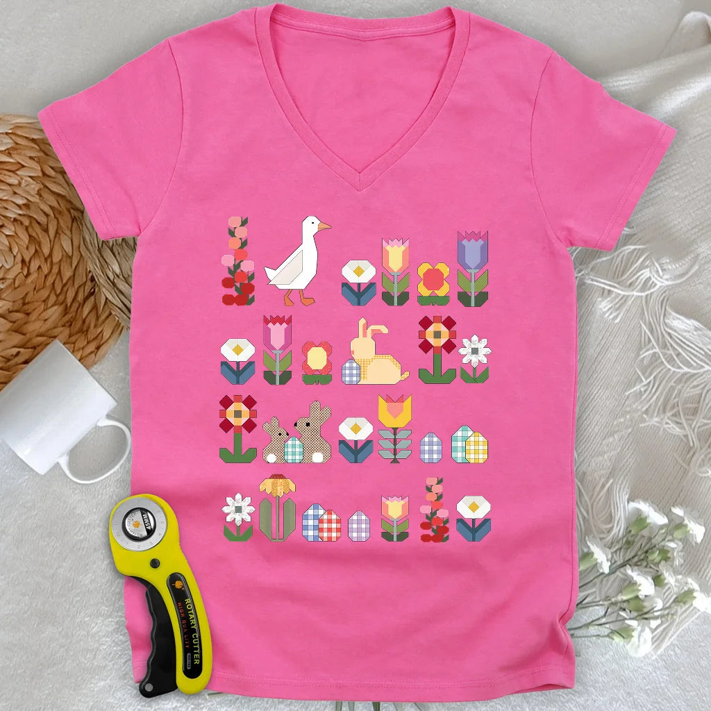 Patchwork Blooms - col en V pour femme
