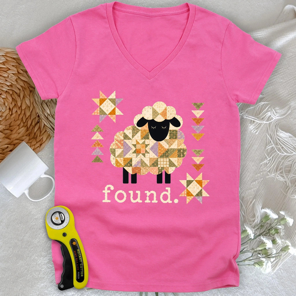 Psalm 23 Patchwork Sheep Lady V-neck