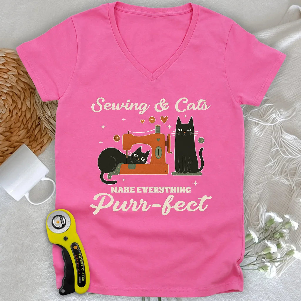 Purr-fect Sewing Lady V-neck