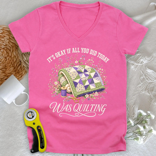 Quilt All Day Lady V-neck