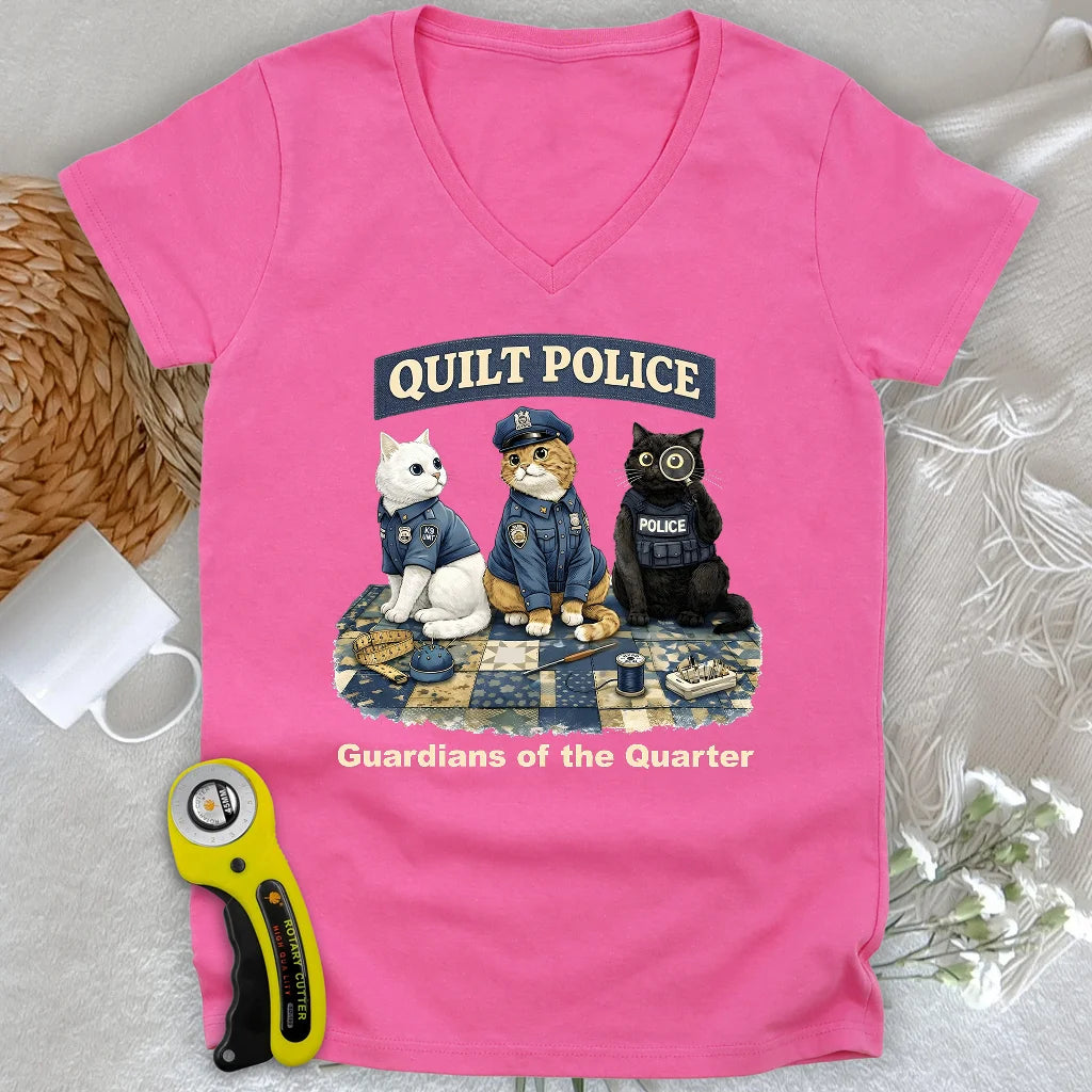 Quilt Police Lady V-neck