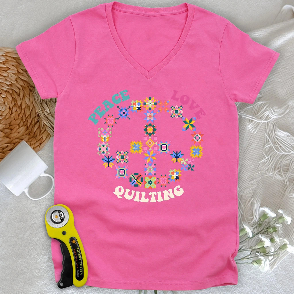 Quilting Brings Peace Lady V-neck