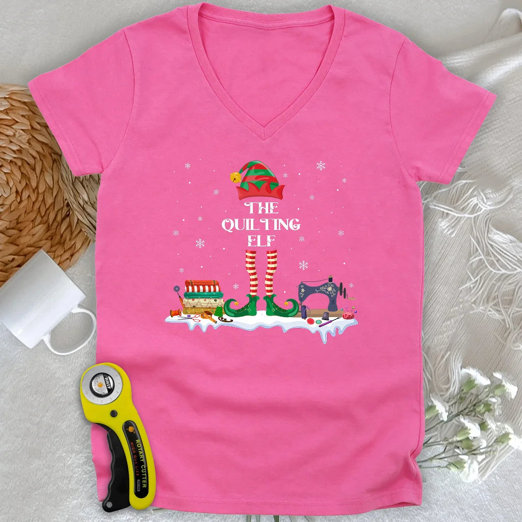 Quilting ELF Lady V-neck
