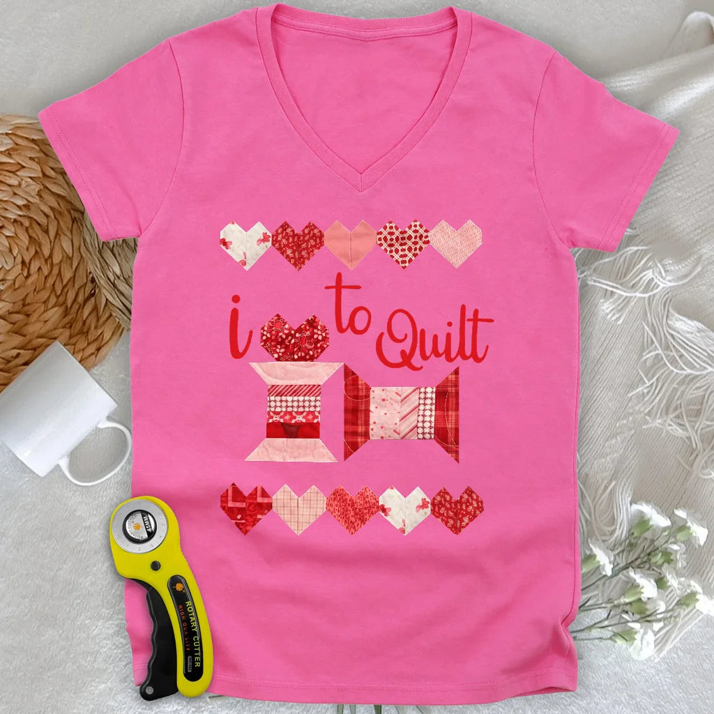 Haut décolleté en V Quilting Love Lady