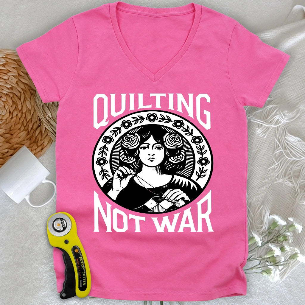 T-shirt col V Femme Matelassage Pas la Guerre