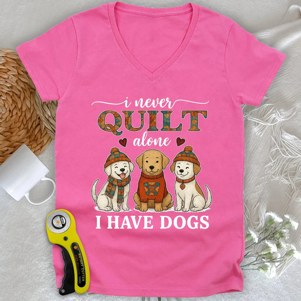 Quilting with Paws Lady V-neck