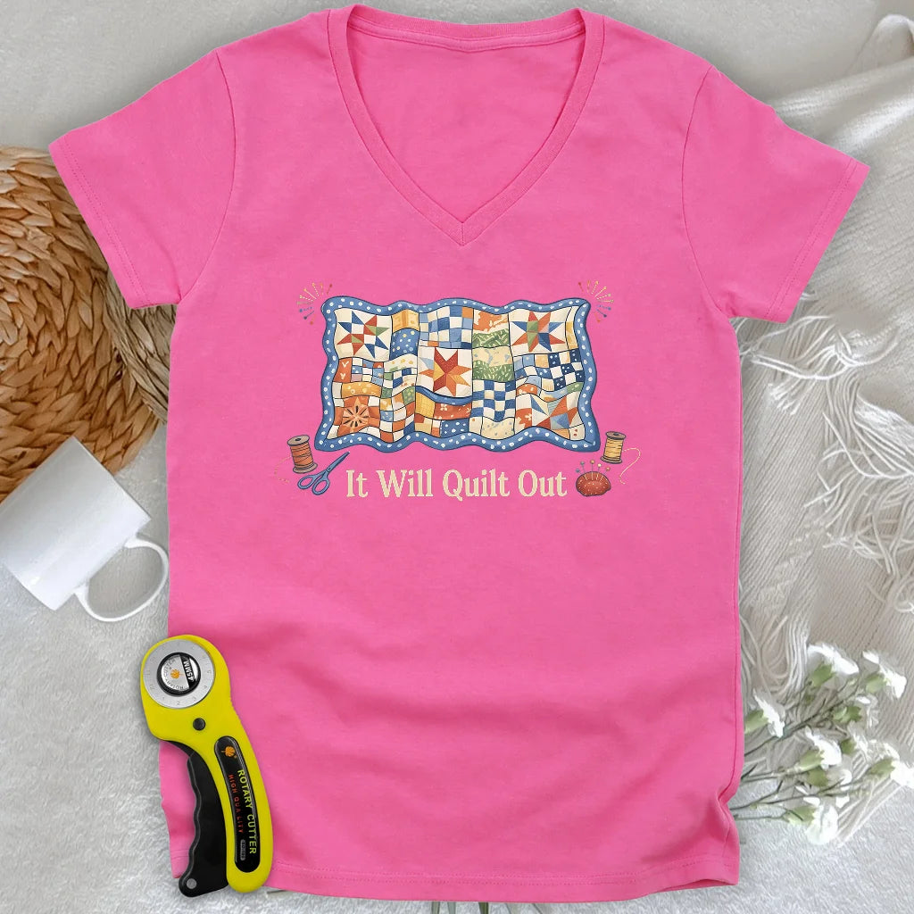 Relax… It Will Quilt Out Lady V-neck