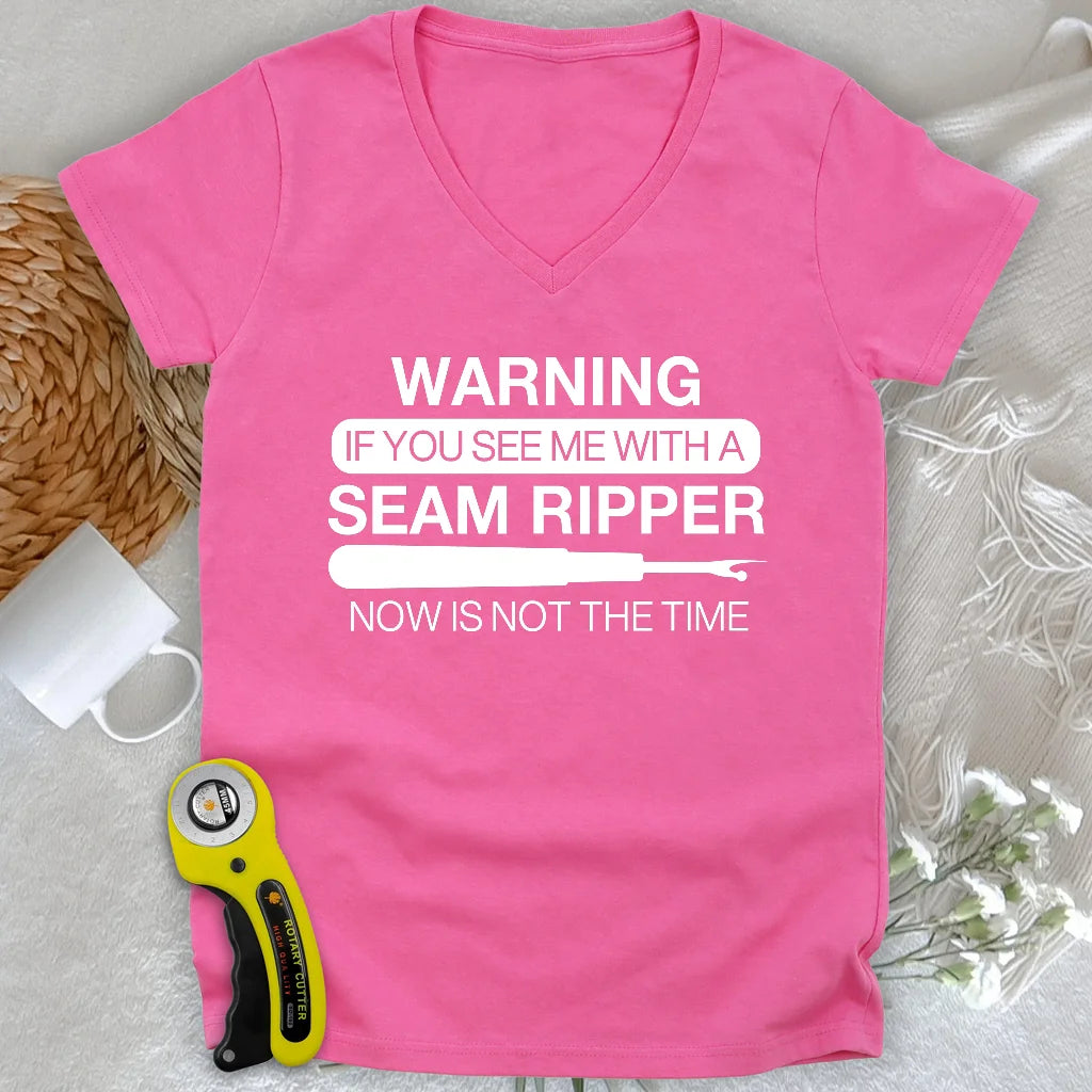 Seam Ripper Warning Lady V-neck