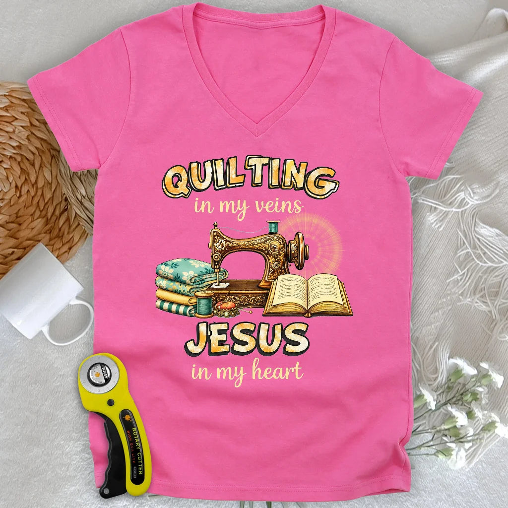 Tricoté avec Jésus Col en V Femme