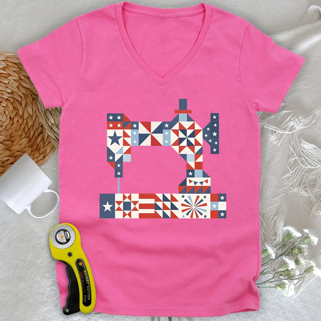 Stars & Stitches Sewing Lady V-neck