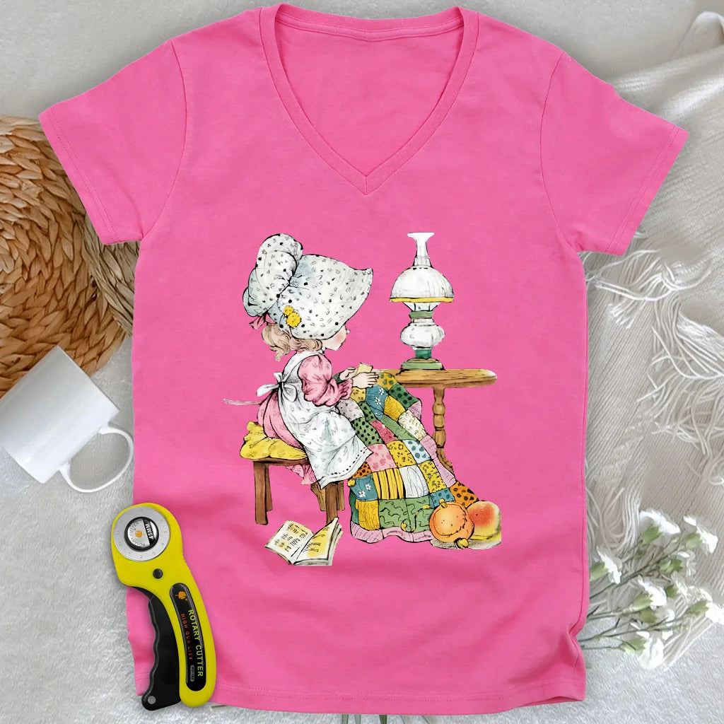The Little Quilter Lady V-neck