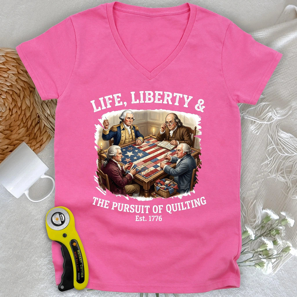United We Quilt 1776 Lady V-neck