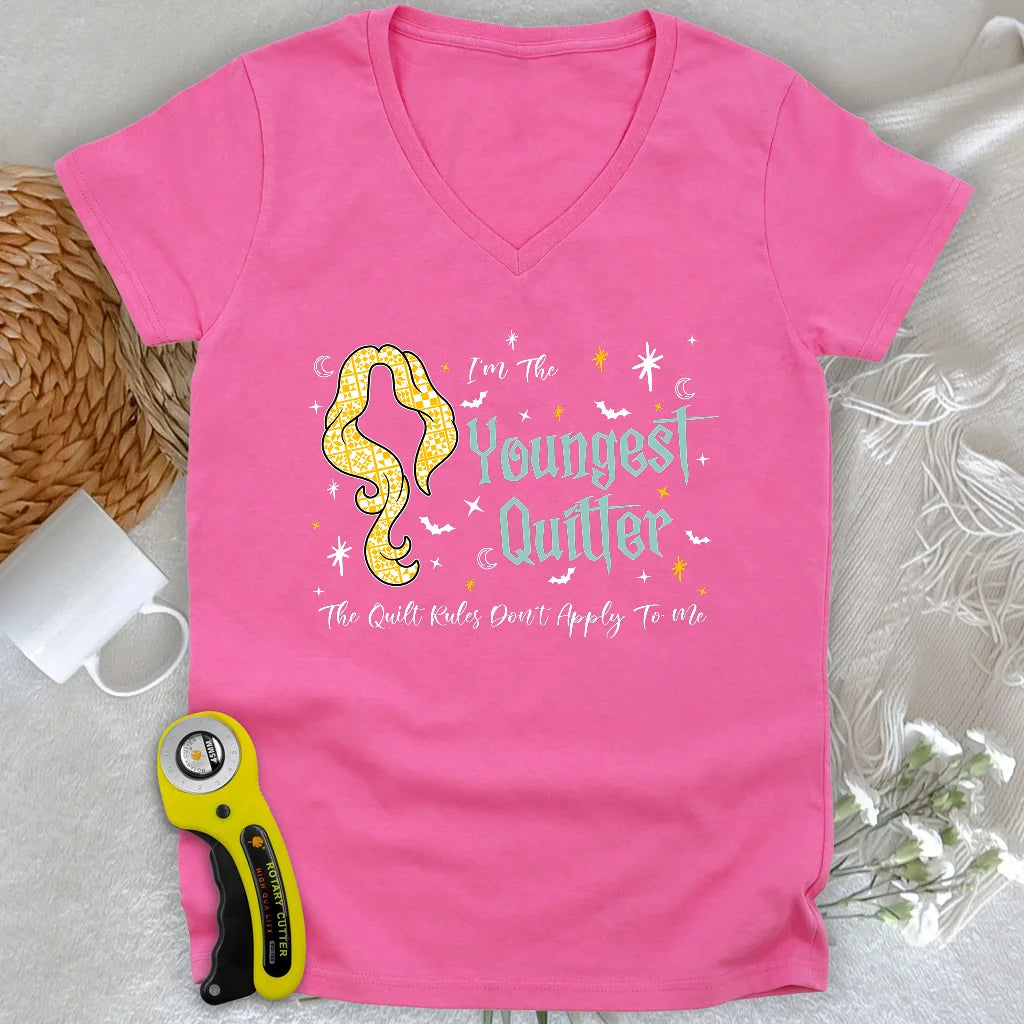 Youngest Quilter Lady V-neck