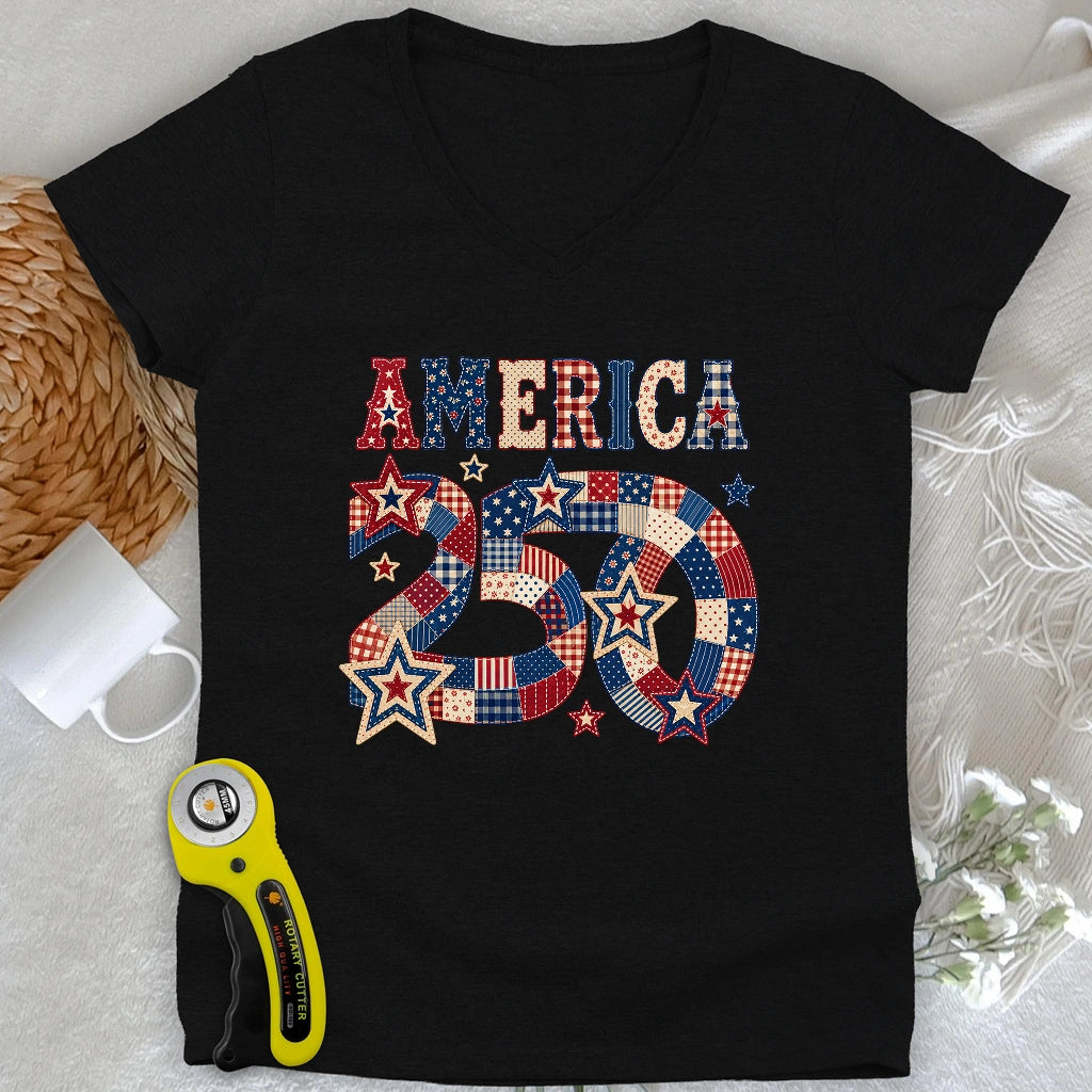 America 250 Lady V-neck