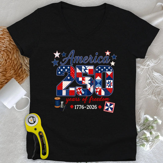 America 250: Pieced With Pride Lady V-neck