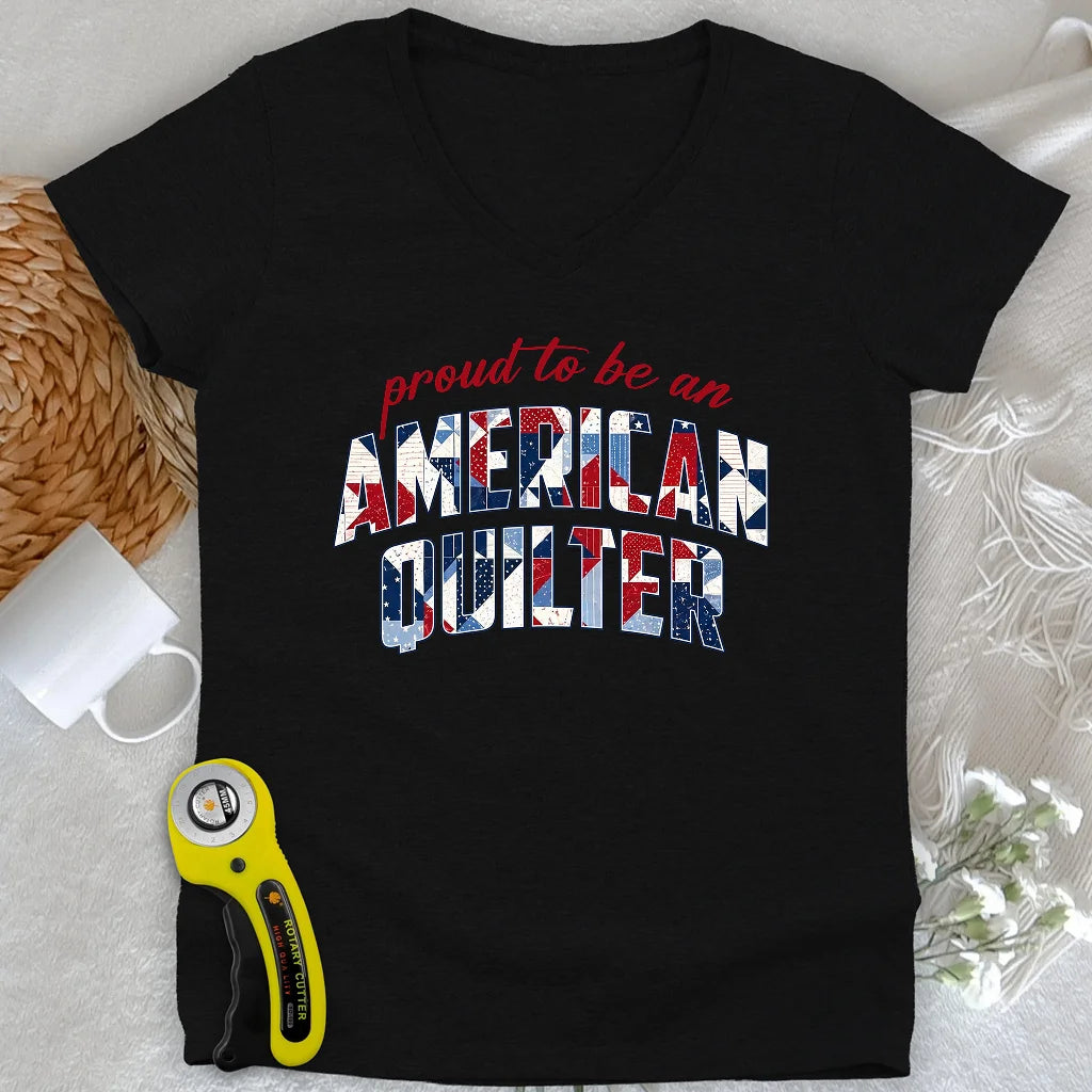 American Quilter Lady V-neck