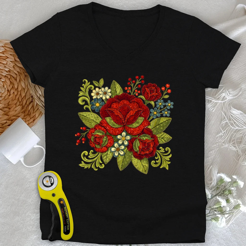 Appliqué Nerd Lady V-neck
